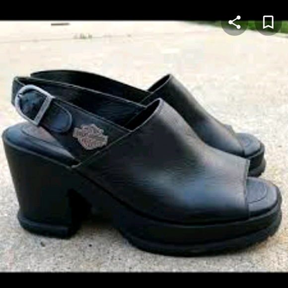 Harley Davidson Peep Toe Chunk Heel size 8 - Picture 1 of 4